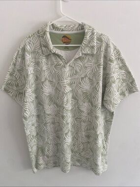 C&C California Terry Towel Fern S/S Polo Shirt Green White Size XXL